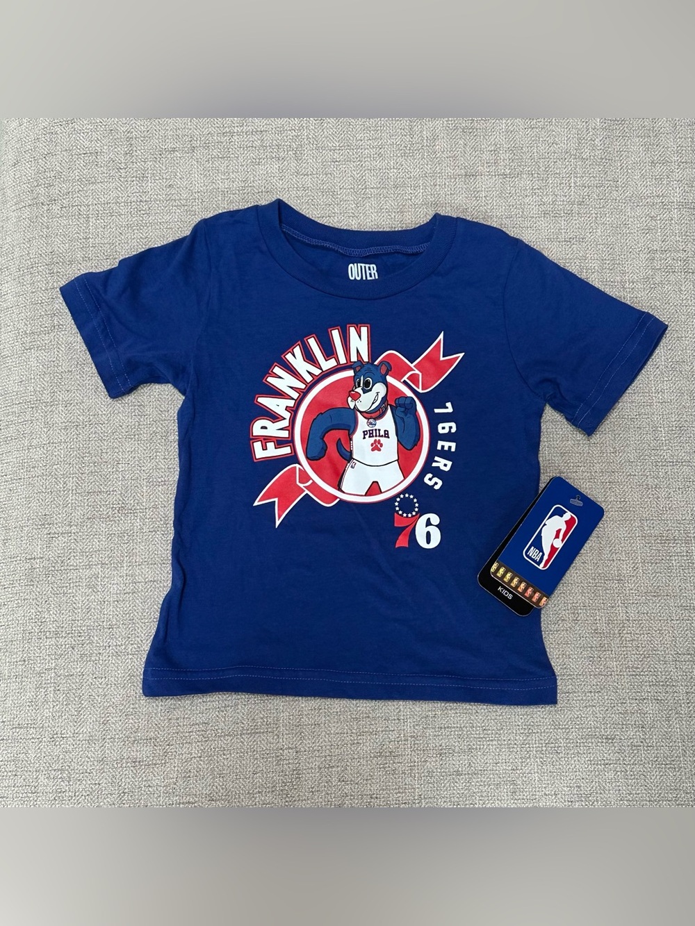 Kids Philadelphia 76ers Franklin Mascot Blue Tee